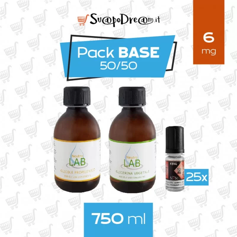 BASE Neutra 50/50 Vg/Pg Pack 750ml Nicotina 6 BASE Neutra 50/50 Vg/Pg Pack 750ml Nicotina 6