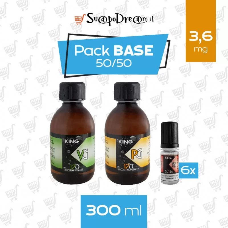 BASE Neutra 50/50 Vg/Pg Pack 300ml Nicotina 3,6 BASE Neutra 50/50 Vg/Pg Pack 300ml Nicotina 3,6