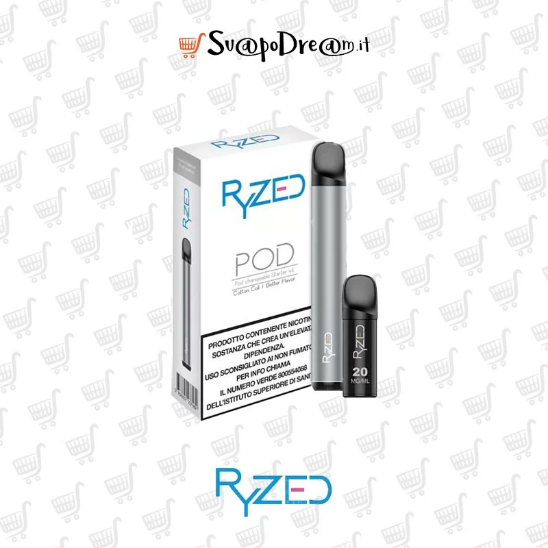 RYZED Pod Mod SILVER + 1 Pod Precaricata TOBACCO 600PUFF RYZED Pod Mod SILVER + 1 Pod Precaricata TOBACCO 600PUFF