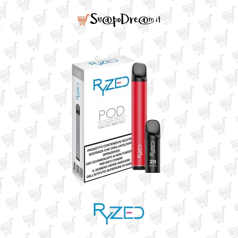 RYZED Pod Mod RED + 1 Pod Precaricata TOBACCO 600PUFF RYZED Pod Mod RED + 1 Pod Precaricata TOBACCO 600PUFF