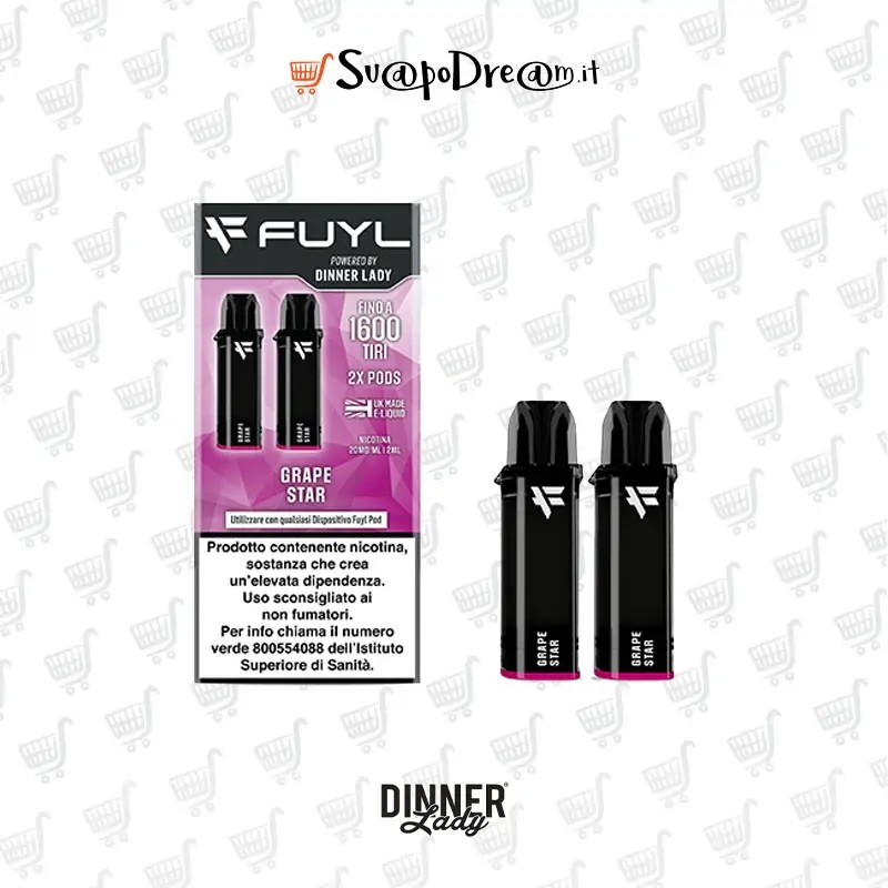 DINNER LADY - Cartuccia Pod Precaricata FUYL GRAPE STAR 2pz