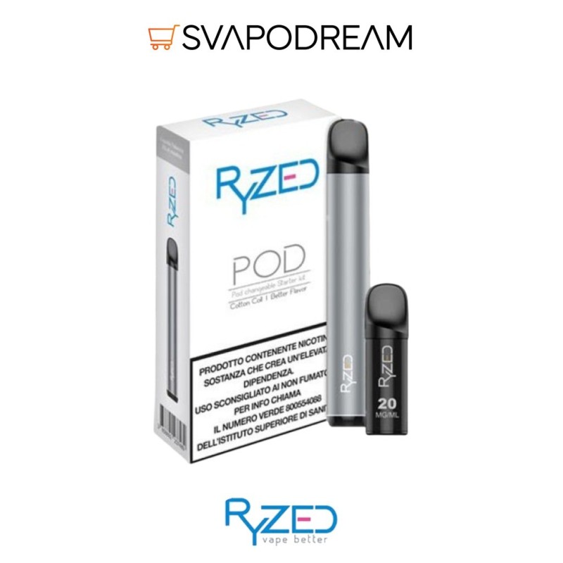 RYZED Pod Mod SILVER + 1 Pod Precaricata TOBACCO 600PUFF