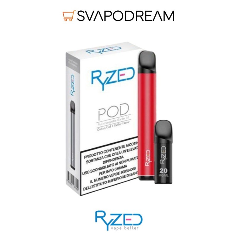 RYZED Pod Mod RED + 1 Pod Precaricata TOBACCO 600PUFF