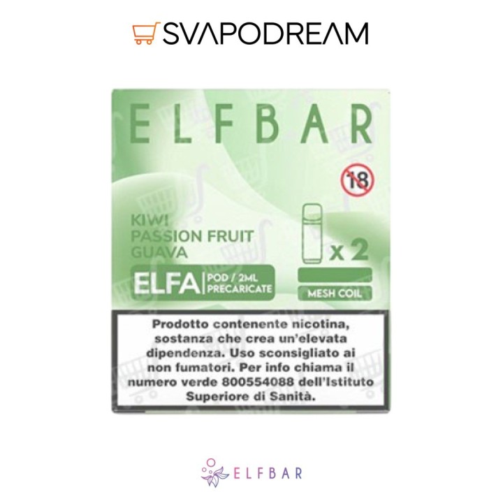 ELFBAR ELFA - Cartuccia Pod Precaricata KIWI PASSION FRUIT GUAVA