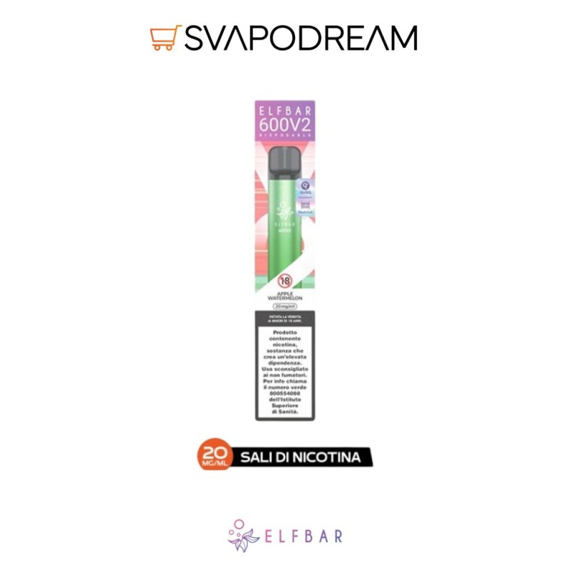 ELFBAR 600V2 - Pod Mod Usa e Getta APPLE WATERMELON 600 PUFF