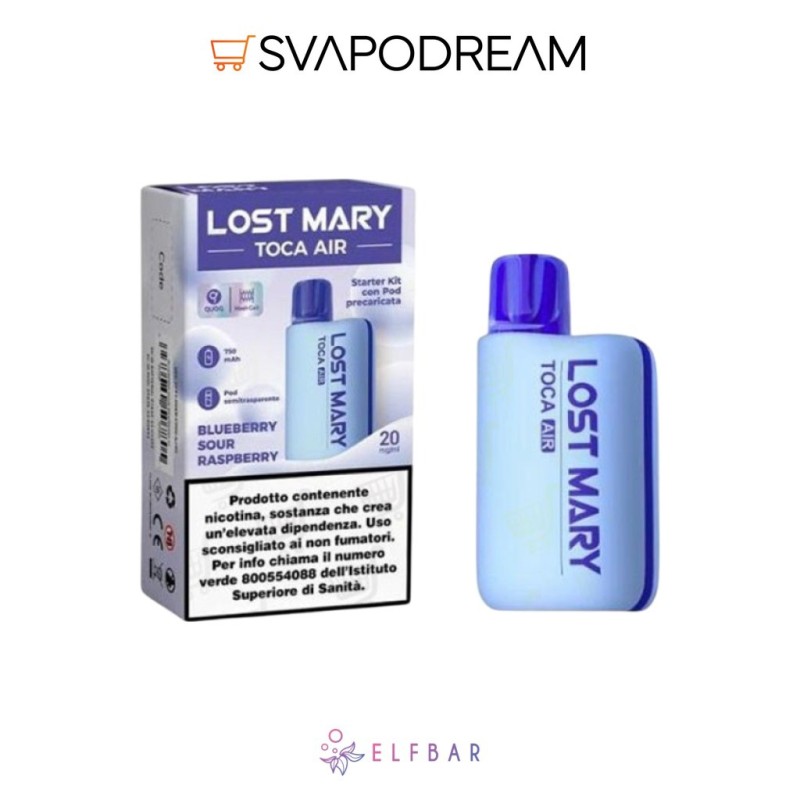 ELFBAR LOST MARY TOCA AIR ICE BLUE + 1 Pod BLUEBERRY SOUR RASPBERRY