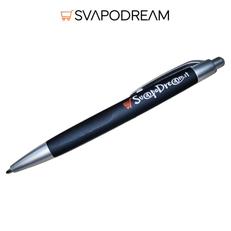 Penna a Sfera Nera Antiscivolo con Logo | Svapodream