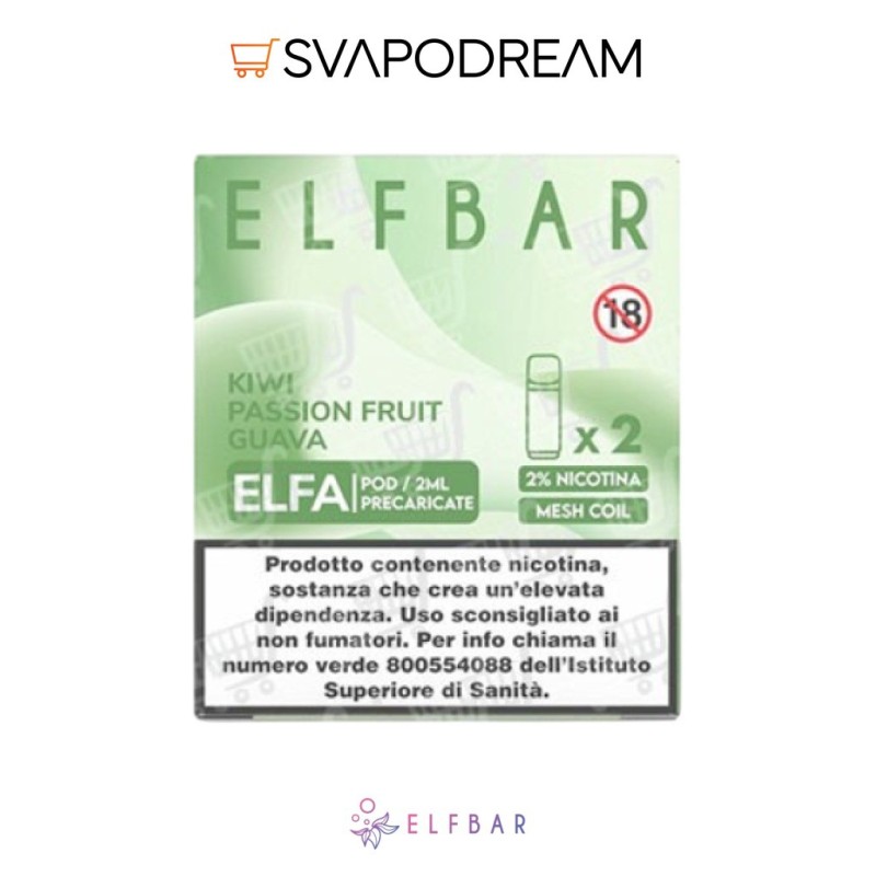ELFBAR ELFA - Cartuccia Pod Precaricata KIWI PASSION FRUIT GUAVA