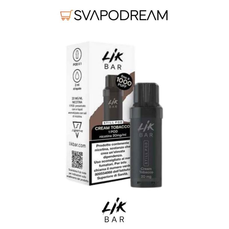 Lik Bar Still Pod Cream Tobacco 10/20 mg | Svapodream