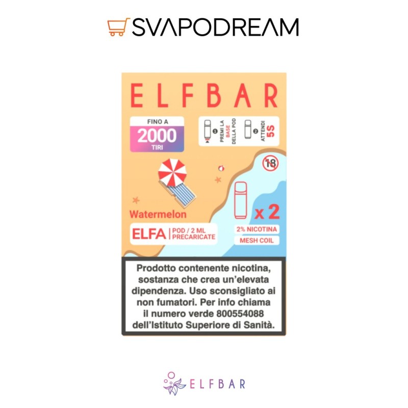 Elfbar Elfa Pod Watermelon Summer Edition 2pz | Svapodream