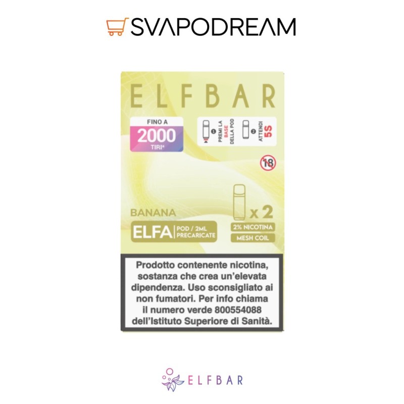 Elfbar Elfa Cartuccia Pod Banana 20mg | Svapodream